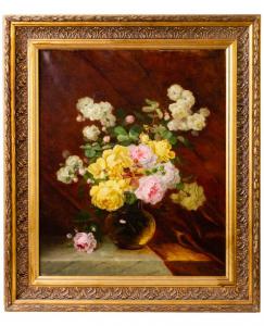 Ölgemälde auf Leinwand "Rosenvase" - O/8157